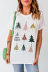 Festive Tree Graphic Short Sleeve Crew Neck Tee