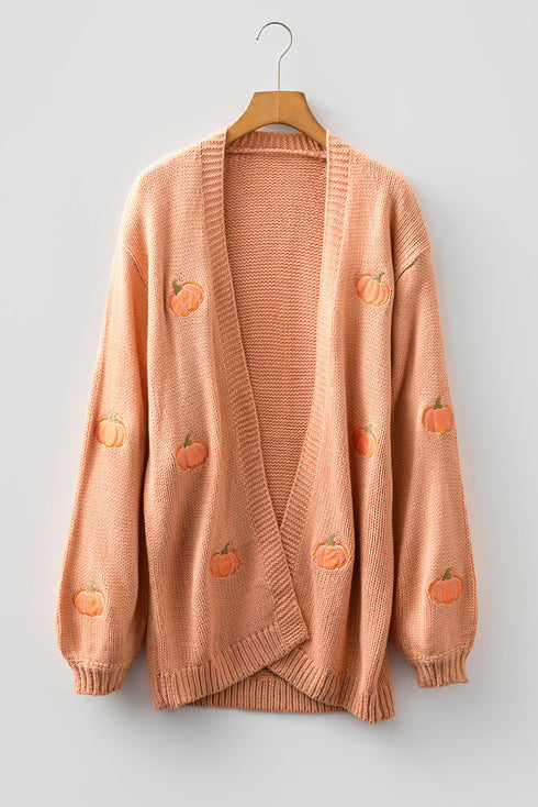 Festive Tree Motif Open Front Knit Cardigan