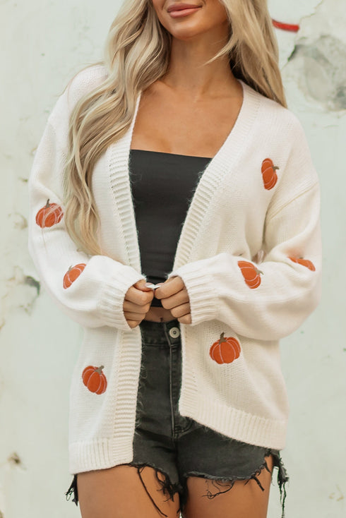 Festive Tree Motif Open Front Knit Cardigan