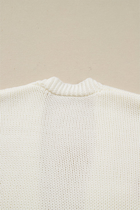 Festive Tree Motif Open Front Knit Cardigan