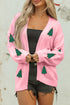 Festive Tree Motif Open Front Knit Cardigan