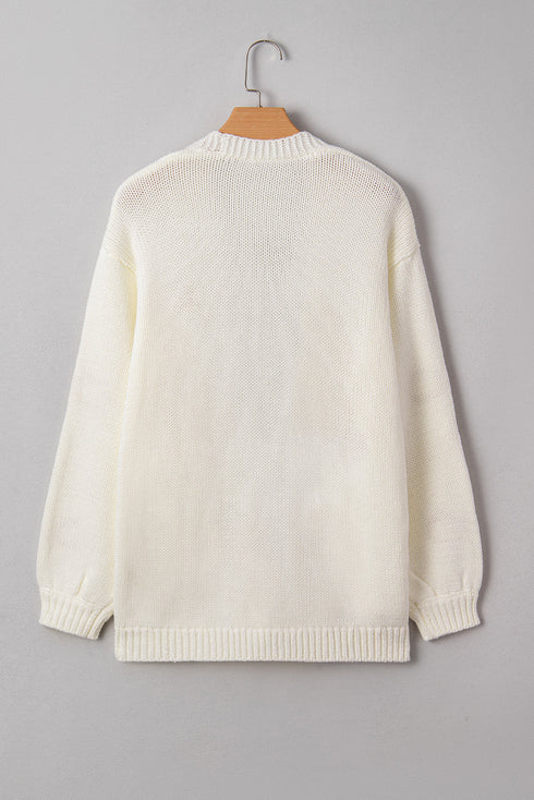 Festive Tree Motif Open Front Knit Cardigan
