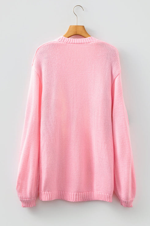 Festive Tree Motif Open Front Knit Cardigan