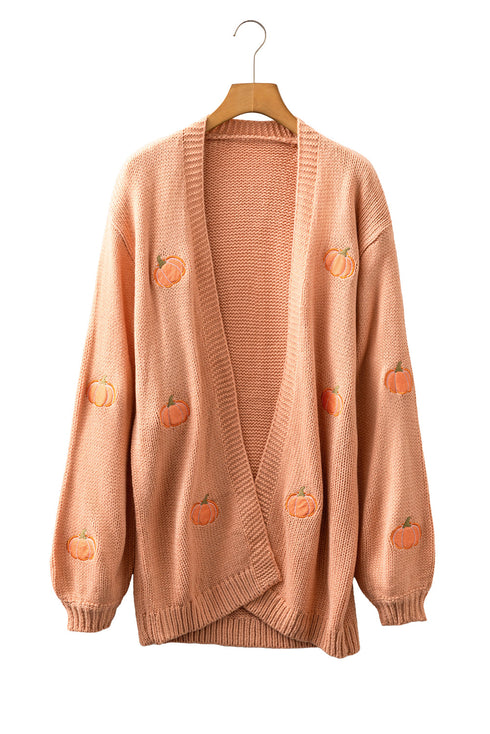Festive Tree Motif Open Front Knit Cardigan