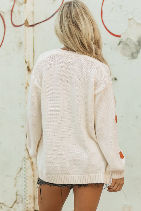 Festive Tree Motif Open Front Knit Cardigan
