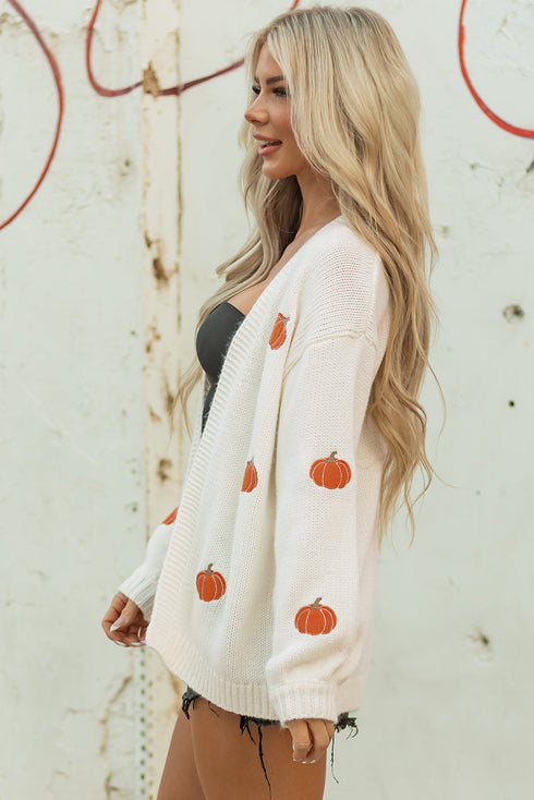 Festive Tree Motif Open Front Knit Cardigan