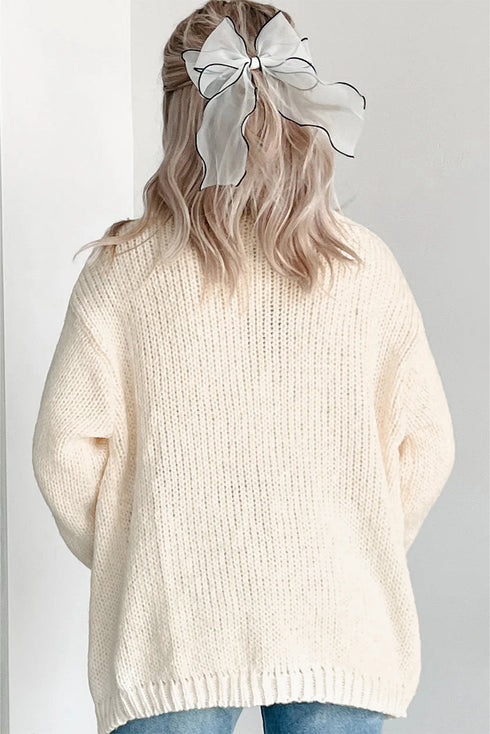 Festive Tree Motif Open Front Knit Cardigan
