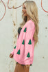 Festive Tree Motif Open Front Knit Cardigan