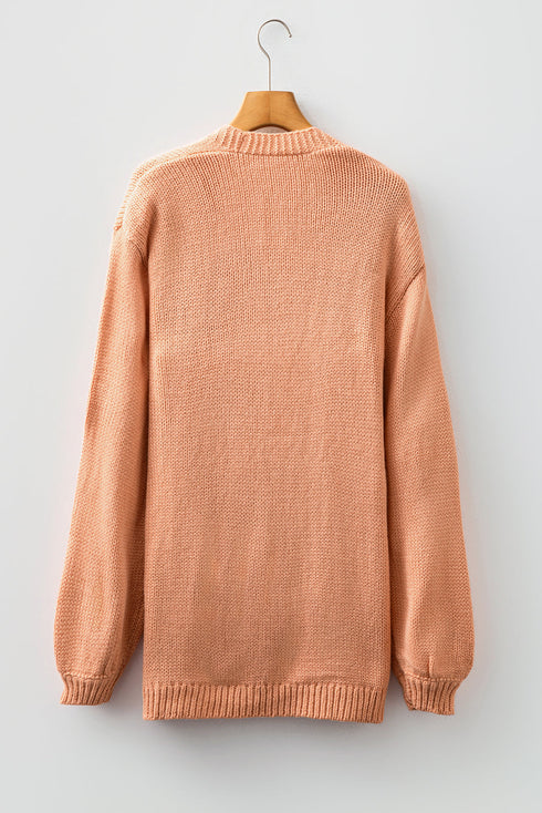 Festive Tree Motif Open Front Knit Cardigan