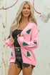 Festive Tree Motif Open Front Knit Cardigan