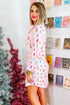 Festive Tree Print Long Sleeve Button Down Sleep Dress