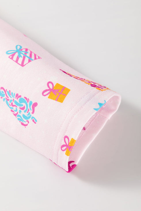 Festive Tree Print Long Sleeve Button Down Sleep Dress