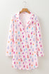 Festive Tree Print Long Sleeve Button Down Sleep Dress
