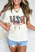 Festive USA Letter Bow Graphic Summer Tee