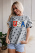 Festive USA Letter Patch Star Print Tiered Ruffle Sleeve Tee