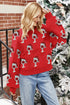 Festive Wine Glass Graphic Print Pullover Sweater