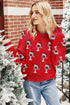 Festive Wine Glass Graphic Print Pullover Sweater