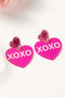 Festive XOXO Print Acrylic Double Heart Earrings