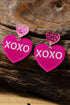 Festive XOXO Print Acrylic Double Heart Earrings