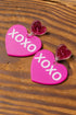 Festive XOXO Print Acrylic Double Heart Earrings