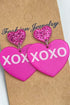 Festive XOXO Print Acrylic Double Heart Earrings