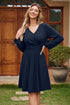 Faux Wrap V Neck Long Sleeve Mini Dress
