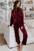 Plush Velvet Long Sleeve Top And Pant Set