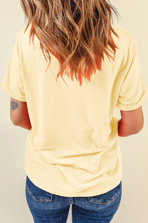 Embroidered Cozy Message Graphic Short Sleeve Statement Tee