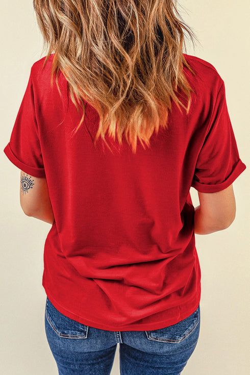 Cow Print Western Patchwork Round Neck Tee