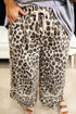 Exposed Seam Patched Pocket Leopard Wide Leg Bottoms
