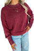 High Neck Ribbed Drop Shoulder Seam Detail Sweater