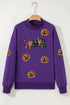 Polyester Cotton Sequin Pumpkin Graphic Pullover Sweatshirt