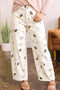 Abstract Dog Print Wide Leg Full Length Jeans