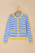 Striped Button Front Long Sleeve Loose Fit Knit Cardigan