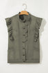 Casual Ruffled Patchwork Solid Cotton Denim Vest
