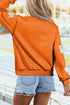 Sequin Ghost Graphic Exposed Seam Mock Neck Pullover Sweatshirt