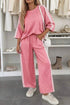 Leopard Print Varsity Striped Three Quarter Sleeve Top Shift Pant Set