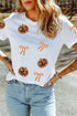 Sequin Embellished Pumpkin Face Bow Graphic Tee