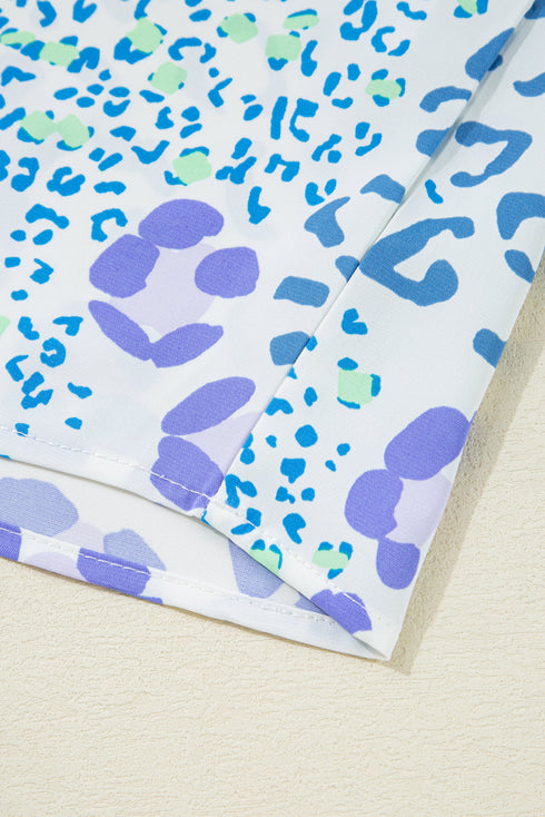 Fierce Style Leopard Print Short Sleeve V Neck Plus Size Blouse