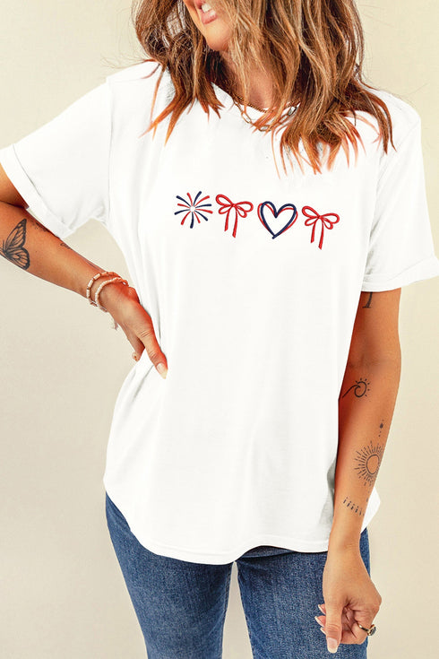 Firework Bow Embroidered Stretch Graphic Tee