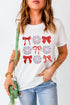Firework Bow Graphic Rolled Sleeve Crew Neck Tee