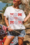 Firework Bow Graphic Rolled Sleeve Crew Neck Tee