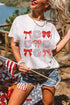 Firework Bow Graphic Rolled Sleeve Crew Neck Tee