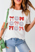 Firework Bow Graphic Rolled Sleeve Crew Neck Tee