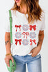 Firework Bow Graphic Rolled Sleeve Crew Neck Tee