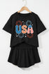 Firework USA Graphic Tee And Smocked Skort Set