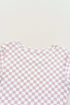 Fitted Checkered Print Ribbed Knit Short Sleeve Shirt