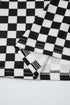 Fitted Checkered Print Ribbed Knit Short Sleeve Shirt