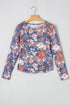 Fitted Floral Print Sheer Mesh Long Sleeve Top