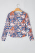Fitted Floral Print Sheer Mesh Long Sleeve Top